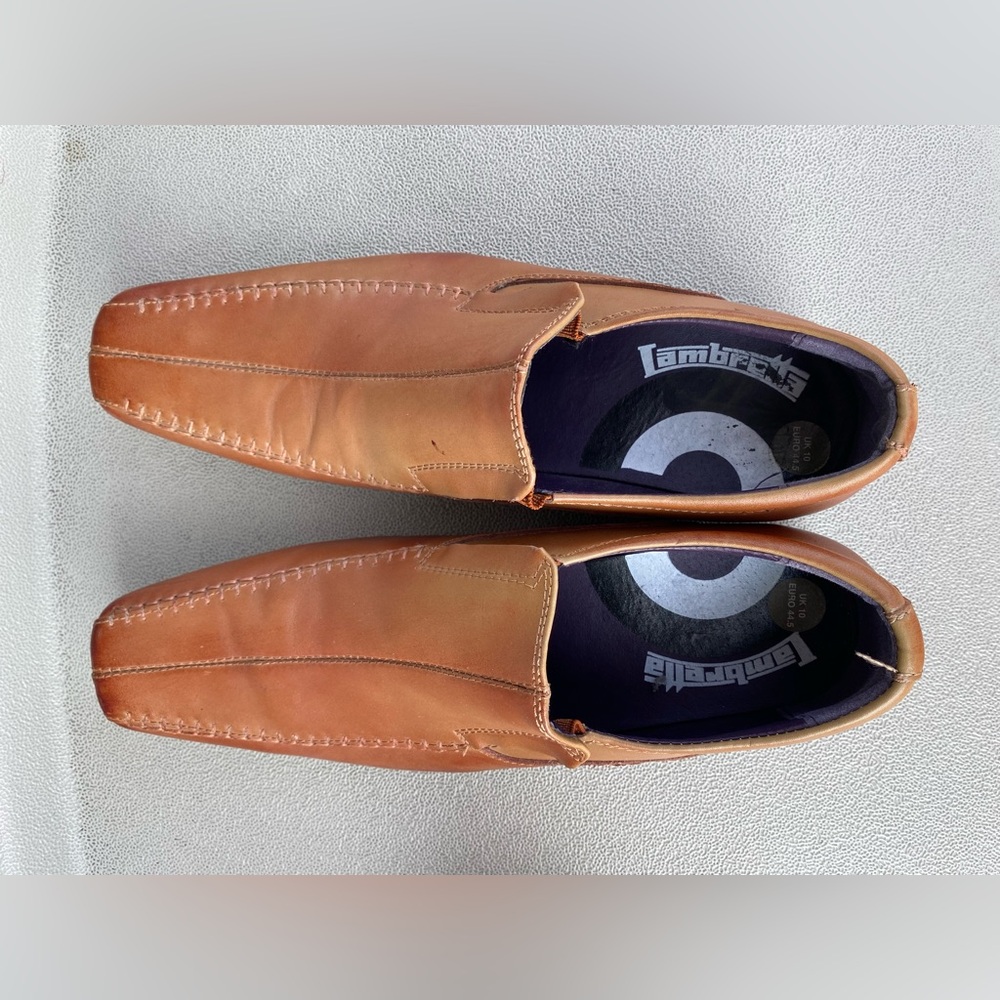 Mens Lambretta Formal Slip On Shoes Brown US 12